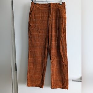 Brixton Victory Pant Orange Brown Plaid Corduroy